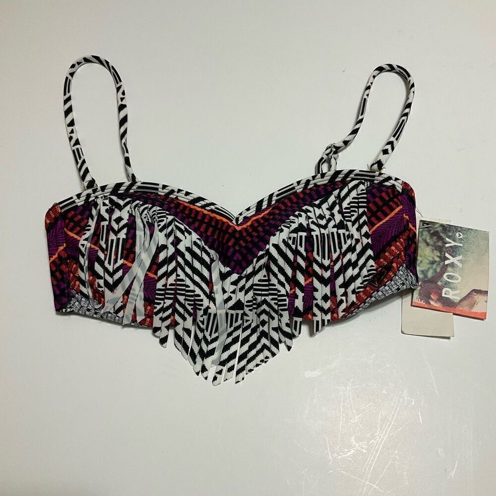 Roxy NWT Aztec Fringe Bandeau Bikini Top, S - Picture 8 of 16